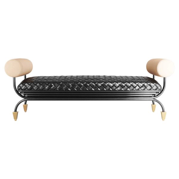 Black leather bench